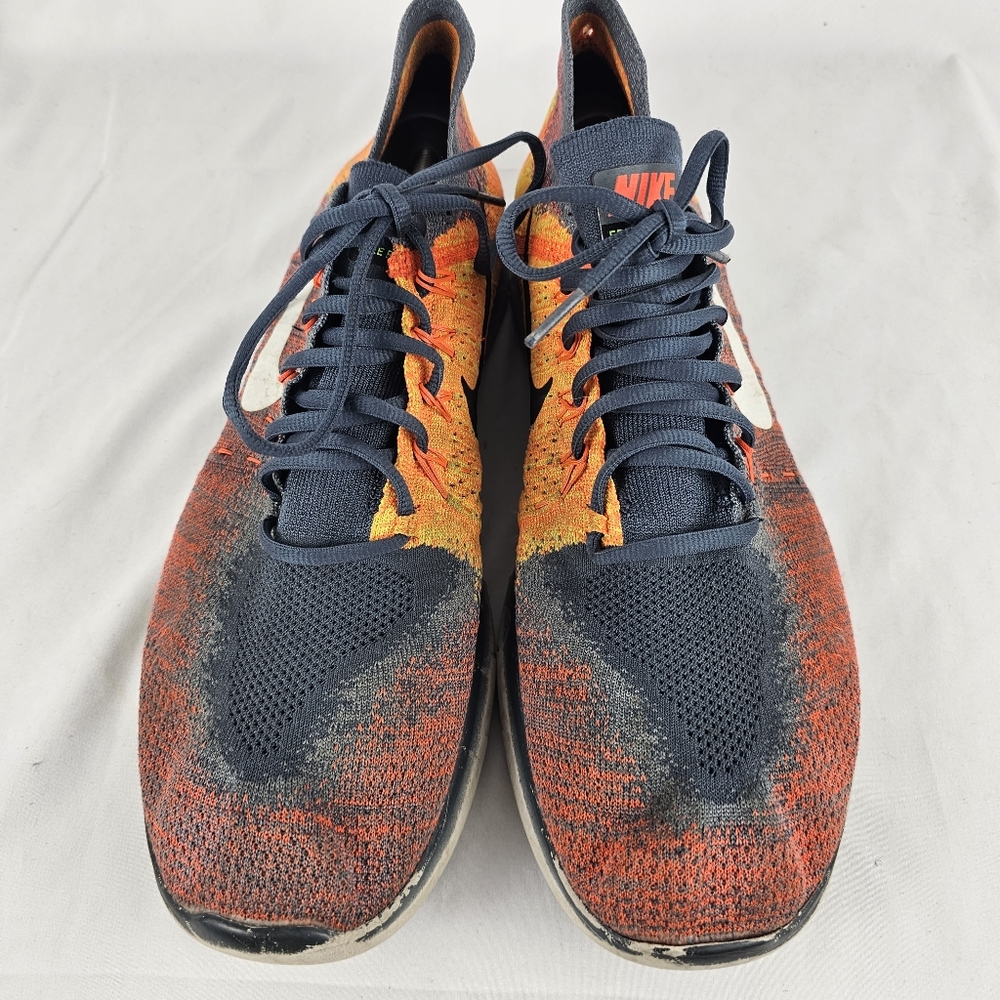 Nike Free RN Flyknit 2017 Men's Running Shoes Orange Grey 880843-401 Size 13 - Picture 6 of 9